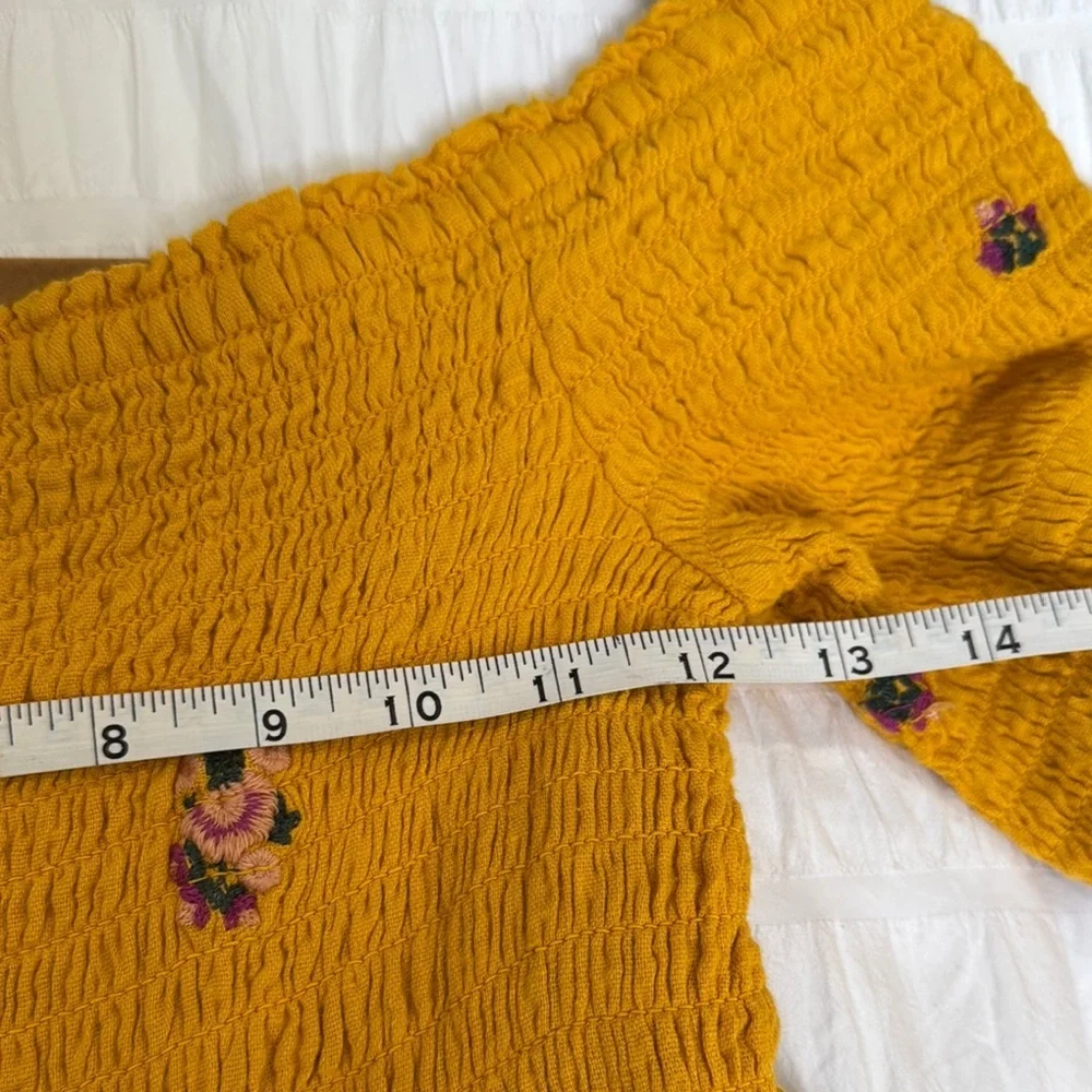 Free People Yellow Bell Sleeve Off Shoulder Mini Dress Womens Size Small - Picture 8 of 10